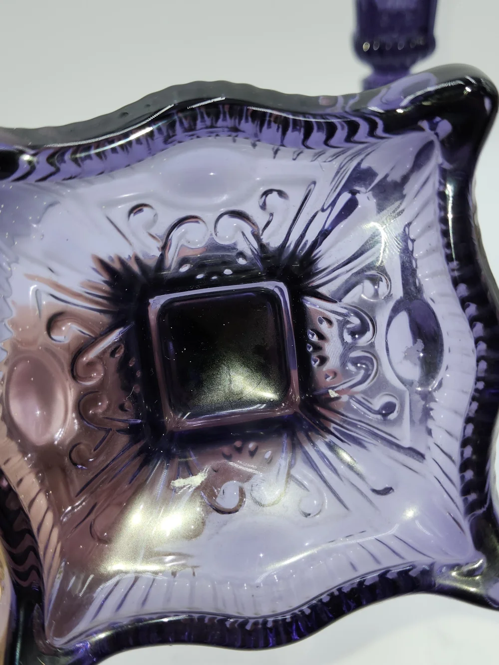 Vintage  Glass Candlestick Pair Godinger  Yorktown PURPLE AMETHYST YORKTOWN